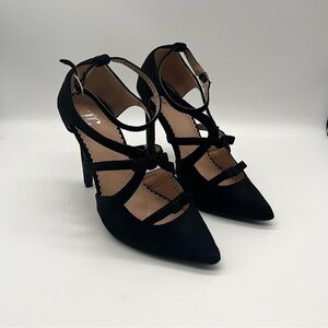 Black Strappy High Heeled Pumps